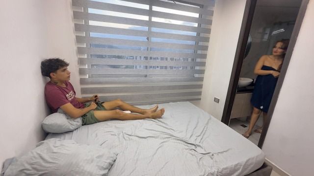 Stepmom catches stepson jerking off and drains him with her wet pussy