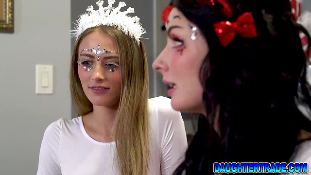 Stepdads gets into the christmas mood with the help of their stepdaughters