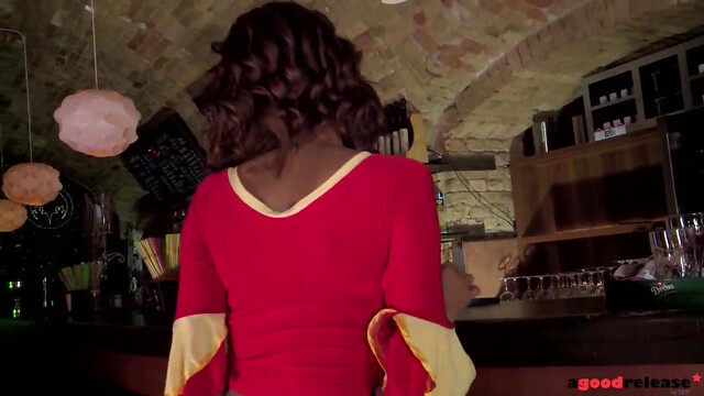 Ebony teen Katia Dé Lys gets her DP Salsa going with three fat cocks inside