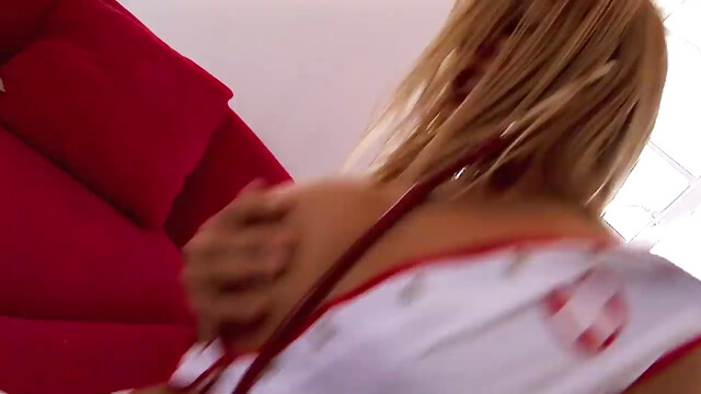 Slutty Nurse Cosplay Anal. British Slapper Riding Geezer Cock gets her Face Drenched with a Buttload of Jizz