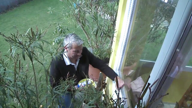 Die Nachbarin überrascht und gleich die geile Sau gefickt