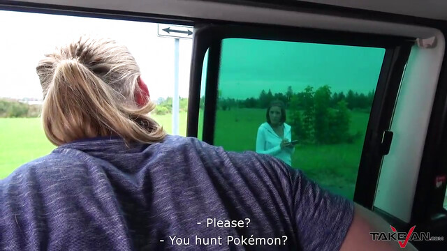 Takevan Cokachu hunter get busty perfect teen in car for sex trade