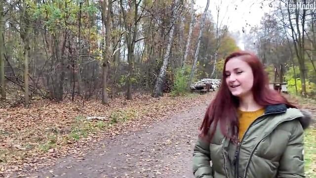 Public pickup and cum inside the girl outdoors. KleoModel