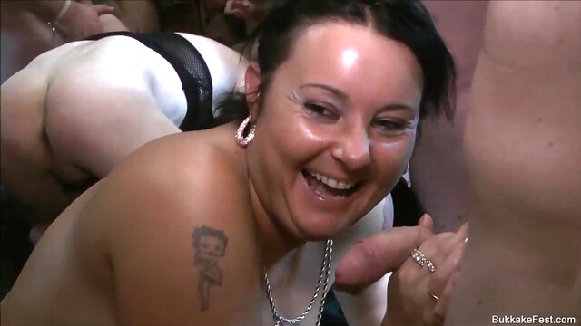 Sexy Milf Gangbang Bukkake Party