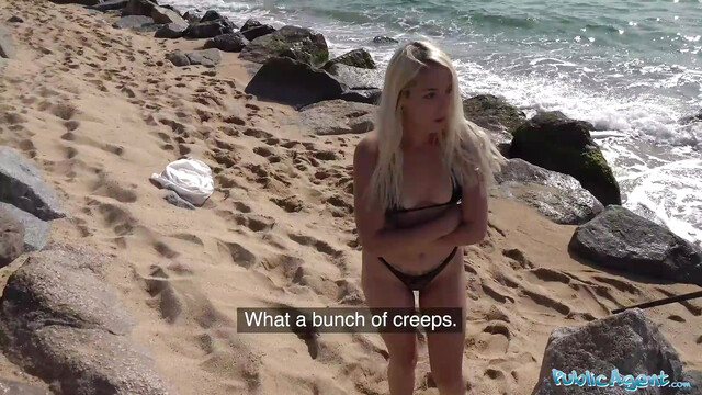 Public Agent Blonde Liz Rainbow fucked on the beach in a bikini