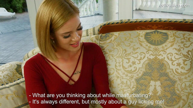 The virgin shows her hymen to the guy. He licks it and fucks it! Fantastic blonde teen girl..