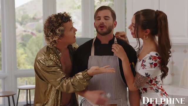 Delphine Films- April Olsen's Naughty Cooking Show Turns Into a Sexy THREESOME - XXX Video