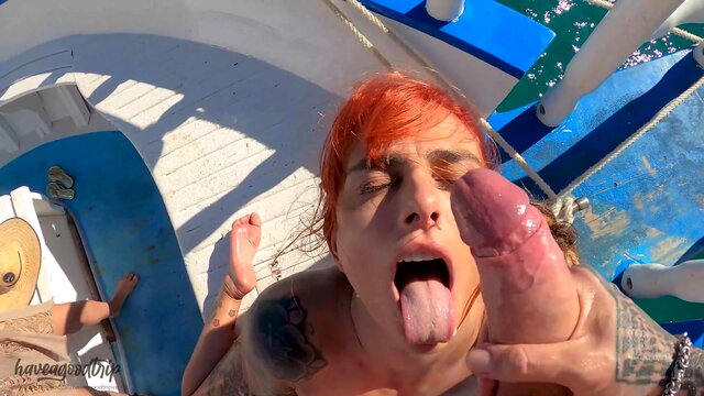 FUCKING INTO A BOAT WITH SOME OIL AND VOYEUR - HAVEAGOODTRIP 4K - Free Porn Video