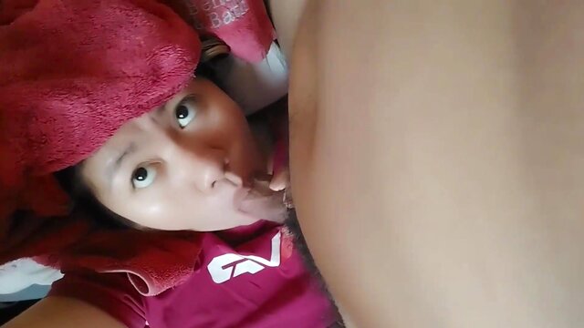 Fresh-out-the-shower Pinay gets her tight pussy pounded hard and deep.