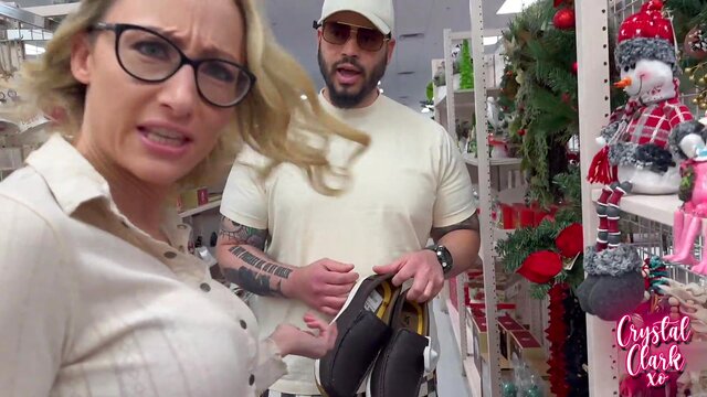 Busty Stepmom Gets Fucked Hard While Christmas Shopping with Stepson