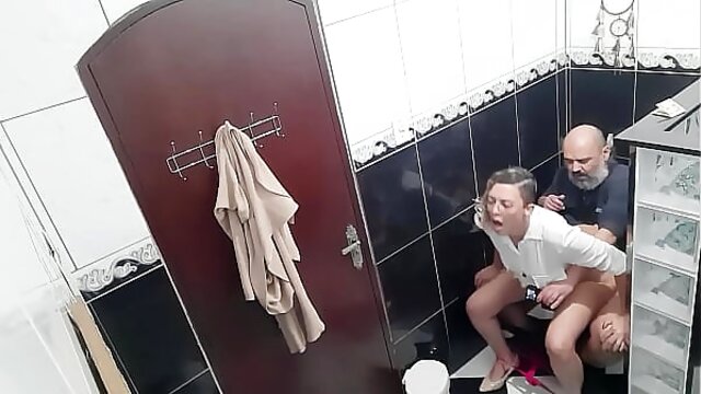 Filthy Lesbian Sluts Suck and Fuck Hard in Bar's Bathroom on Camera!