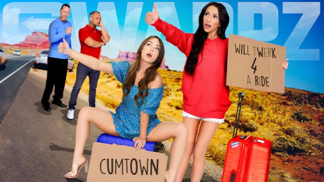 Sexy Teen Sluts Riding Dads Hard Cock While Hitchhiking Together