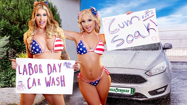 Cheeky Car Wash Duo Flashing and Flirting for Big Tips