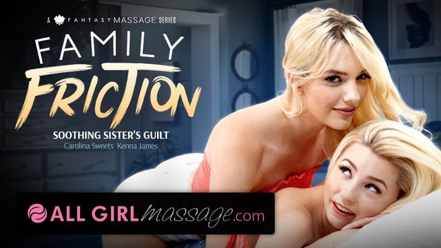 Cute stepsister relaxes into her sibling's tender care