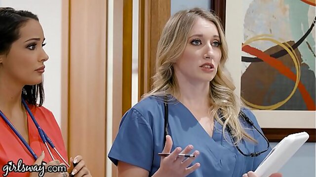 Big tit rookie nurse gets wet pussy drilled by superior in loving lesbian shift