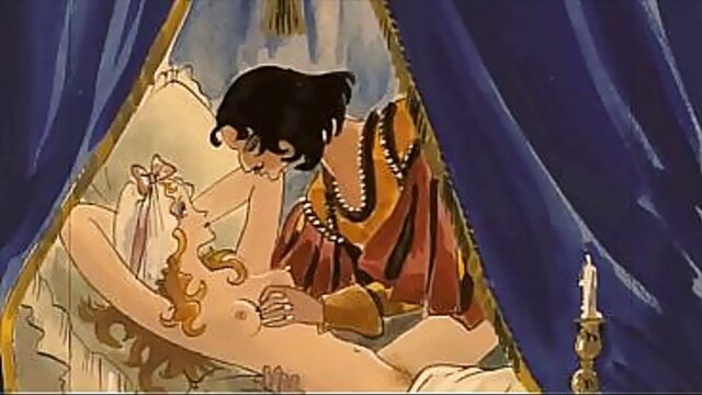 Vintage sketches spark horny wife's solo fingering orgasm love fest